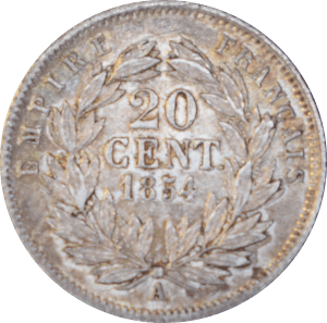 Revers 20 centimes Napoléon III 1854 A