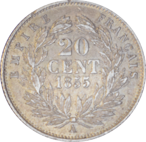 20 centimes Napoléon III 1855 A - Revers