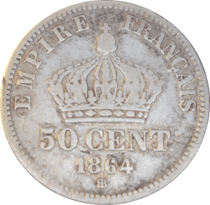 Revers 50 centimes Napoléon III 1864 BB