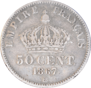 Revers 50 centimes Napoléon III 1867 BB