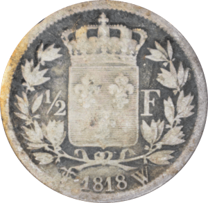 ½ franc Louis XVIII 1818 W - Revers