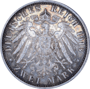 2 marks Wilhelm II 1913 A - Revers