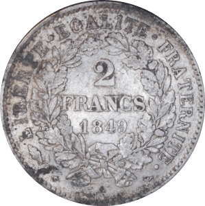 Revers 2 francs Cérès 1849 A