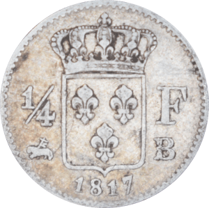 ¼ franc Louis XVIII 1817 B - Revers