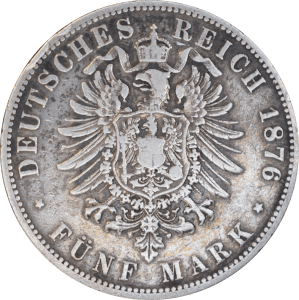 Revers 5 Mark Wilhelm I 1876 A