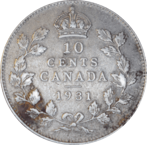 Revers 10 cents Georges V 1931