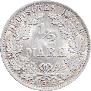 Revers ½ mark Wilhelm II 1914 A