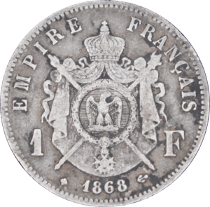 Revers 1 franc Napoléon III 1868 BB