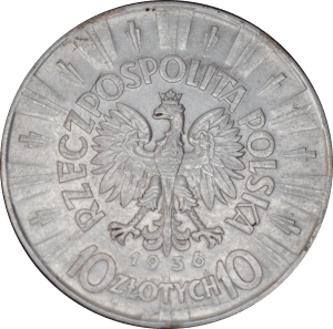 Revers 10 zlotys Josef Pilsudski 1936