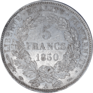 5 francs Cérès 1850 A - Revers