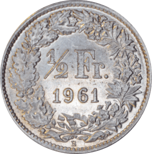 Revers ½ franc Helvetia debout 1961