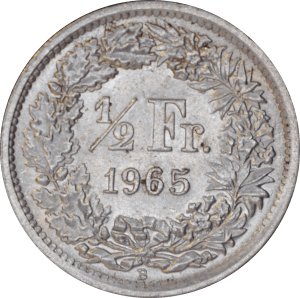 Revers ½ franc Helvetia debout 1965