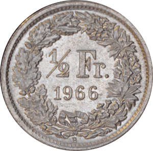 Revers ½ franc Helvetia debout 1966