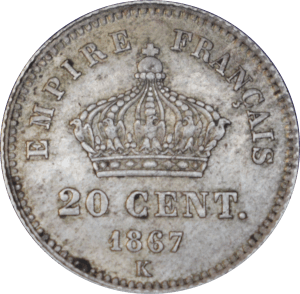20 centimes Napoléon III 1867 K - Revers