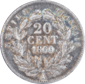 Revers 20 centimes Napoléon III 1860 A