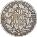 20 centimes Napoléon III 1860 BB - Revers