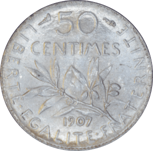 Revers 50 centimes Semeuse 1907