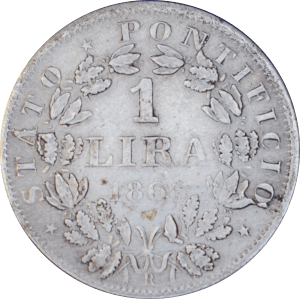 Revers 1 lira Pius IX 1866 R