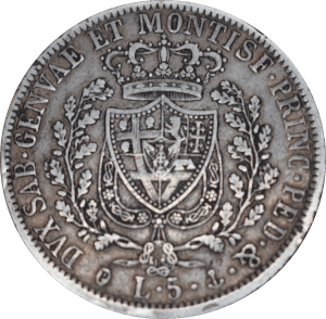 5 lires Carlo Felice 1827 P - Revers