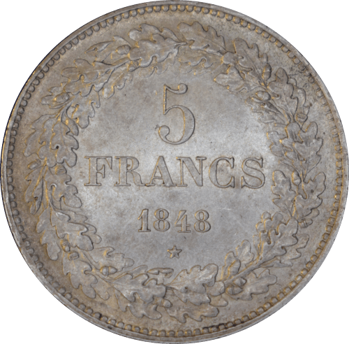 5 francs Léopold Ier 1848 - Revers