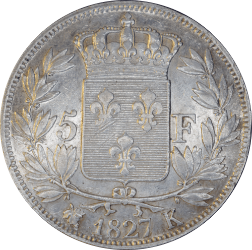 Revers 5 francs Charles X 1827 K