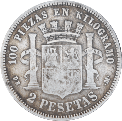 Revers 2 pesetas 1870 (73) M