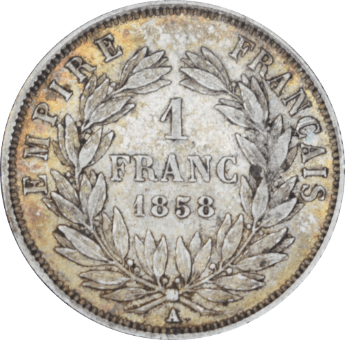 Revers 1 franc Napoléon III 1858 A