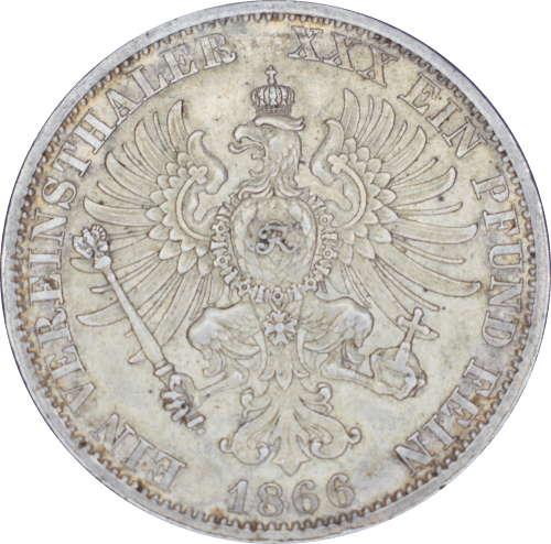 1 vereinsthaler Wilhelm I 1866 A - Revers