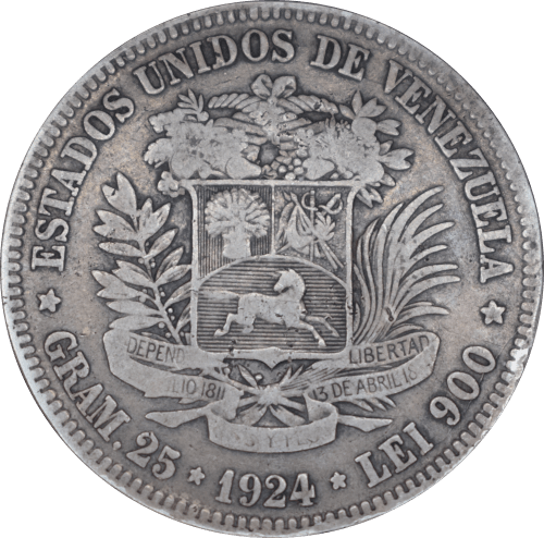 5 Bolivars 1924 - Revers
