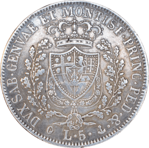 5 Lires Charles-Félix 1830 P - Revers