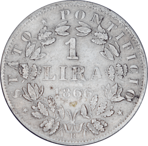 Revers 1 lira Pius IX 1866 R