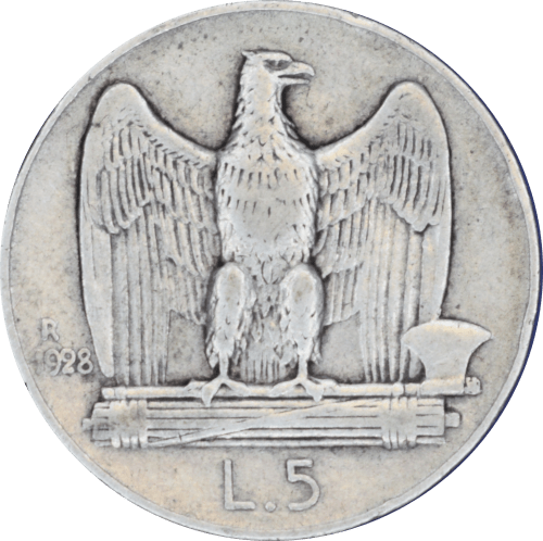 Revers 5 lires Vittorio Emanuele III 1928 R