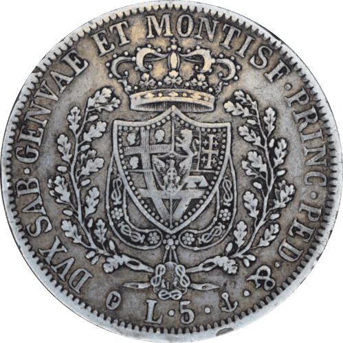 5 lires Charles-Felix 1827 P - Revers