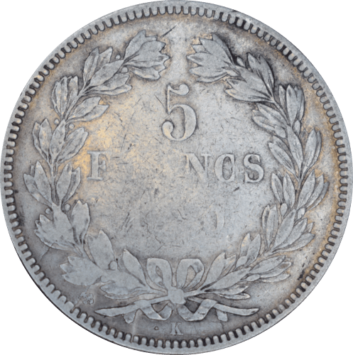 Revers 5 francs Cérès 1850 K
