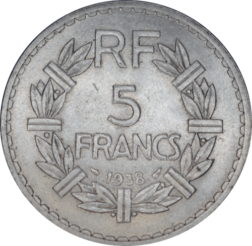 Revers 5 francs Lavrillier 1938
