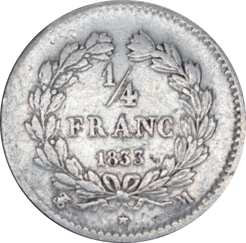 ¼ franc Louis-Philippe 1833 M - Revers