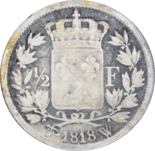 ½ franc Louis XVIII 1818 W - Revers
