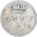 ¼ franc Louis XVIII 1817 B - Revers