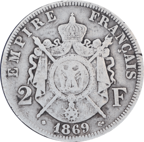 Revers 2 francs Napoléon III 1869 BB