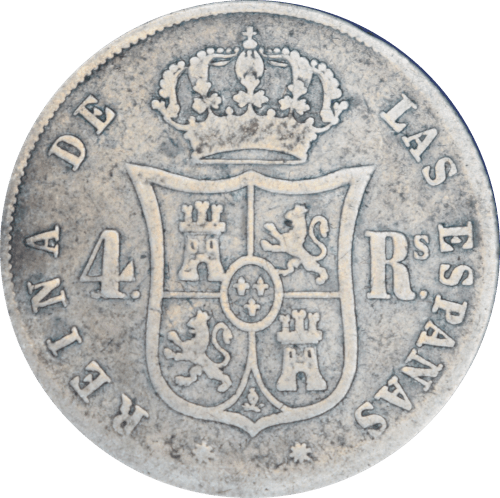 Revers 4 reales Isabelle II 1860 Barcelone