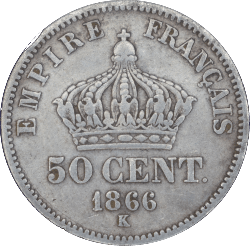 Reverse 50 Centimes Napoleon III 1866 K