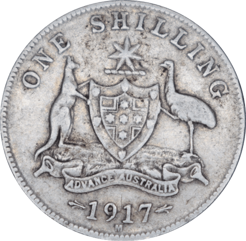 Revers 1 shilling George V 1917 M