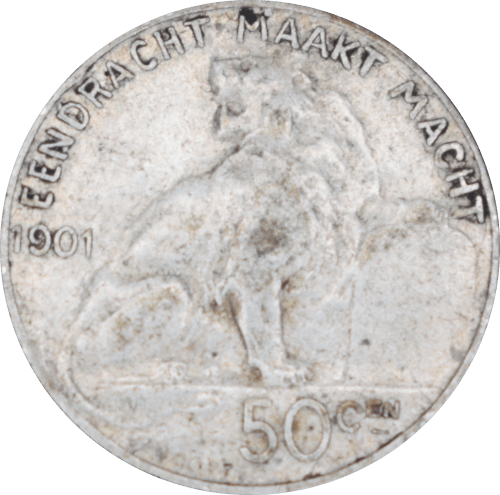 Revers 50 centimes Léopold II 1901