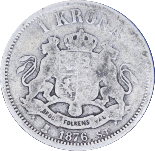 Revers 1 krona Oscar II 1876