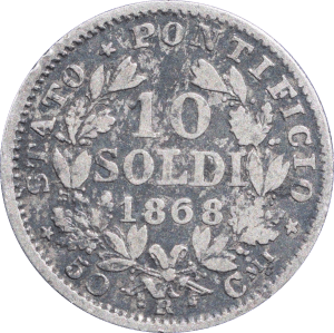 Revers 10 Soldi Pius IX 1868 R