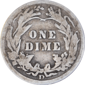 Revers 10 cents "Barber Dime" 1908 D