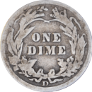 10 cents "Barber Dime" 1908 D - Revers