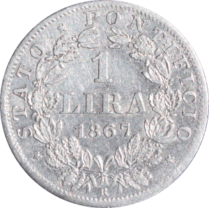 Revers 1 lira Pius IX 1867 R