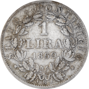 Revers 1 lira Pius IX 1869 R