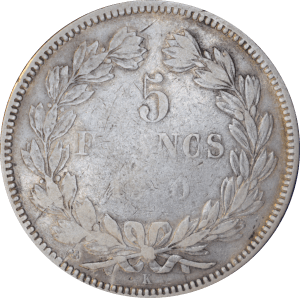 Revers 5 francs 1850 K Cérès